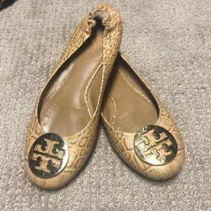 Tory Burch snakeskin nude flat